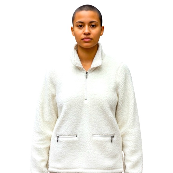 True Craft Sherpa Half-Zip Pullover, Cozy, Color Ivory, Size Junior XS - Picture 1 of 14